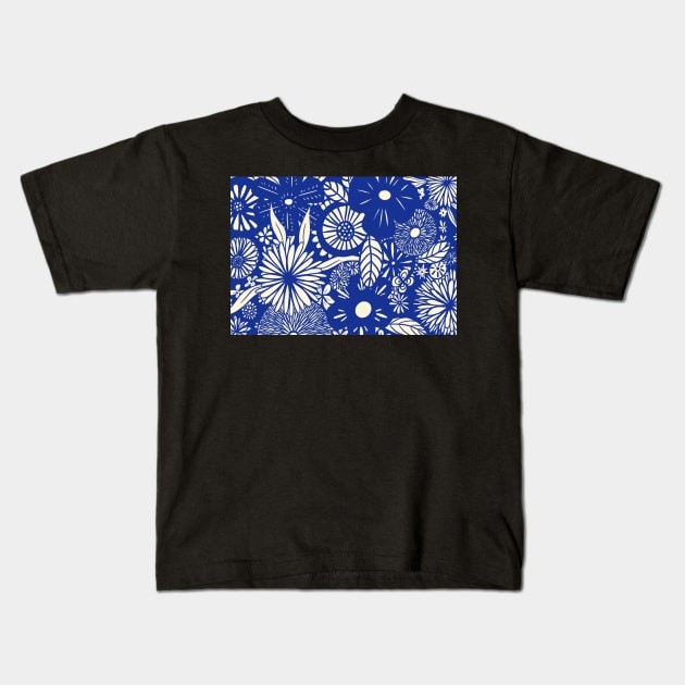 blue flowers Kids T-Shirt by Sopicon98